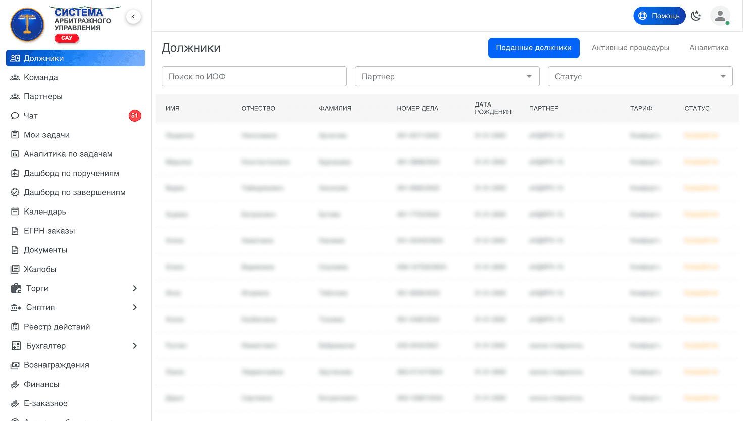 SAU — Система банкротства